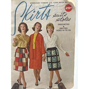 Crochet Clothes Pattern Skirt Boho Purse Vest Coat Cottagecore Grannysquare Vtg